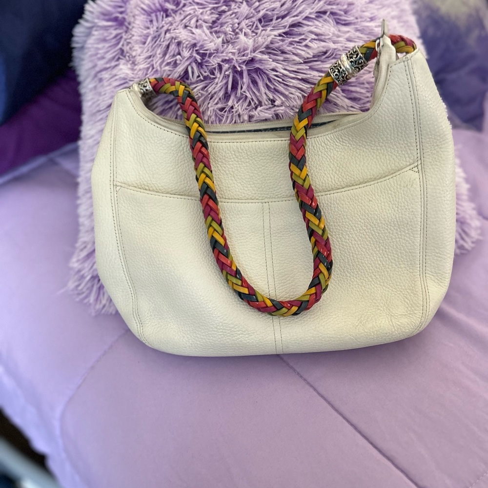 Brighton Barbados Hobo Bag Purse Handbag Cream white Leather Bag - Picture 2 of 7